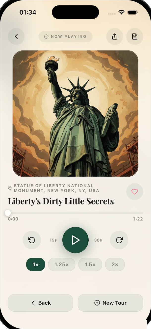 MyGuide playing a tour of the Statue of Liberty